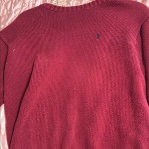 Ralph Lauren Red Crew Neck Sweater with Ribbed Texture